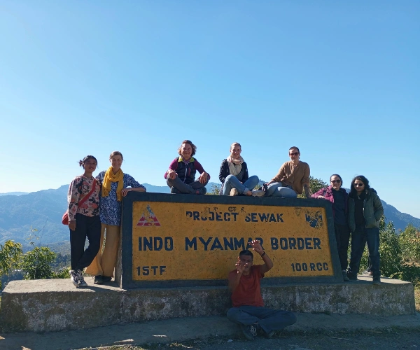 Travellers with guides near the Indo Myanmar border