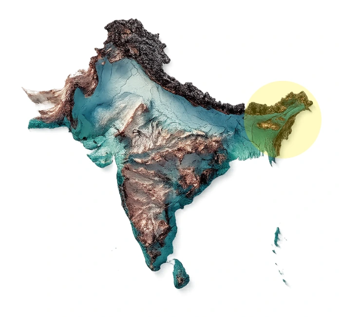 Map locating Northeast India