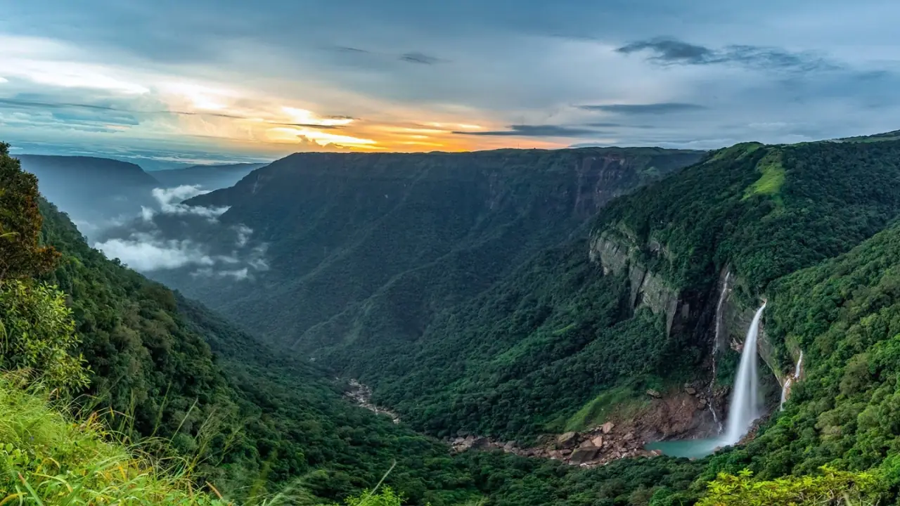 Waterfall valley in Meghalaya