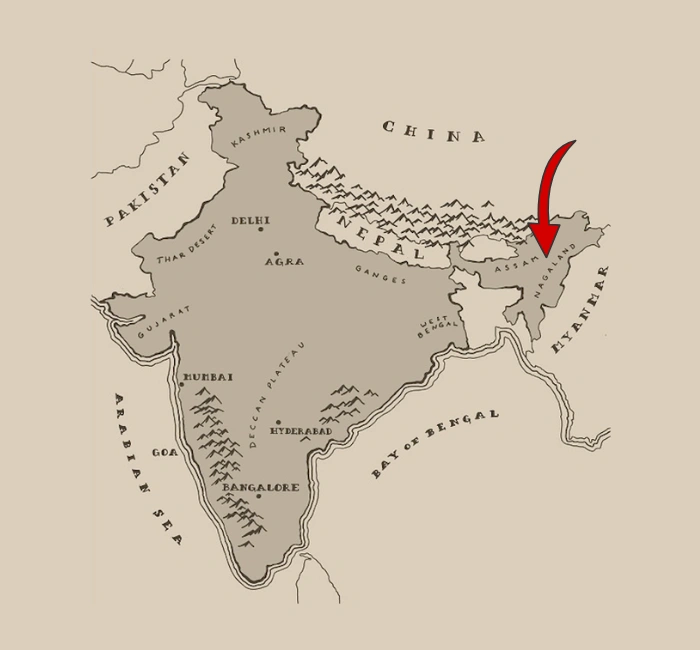 Map locating Northeast India