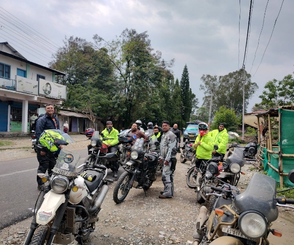 Riders gathered during a four states Northeast India bike trip
