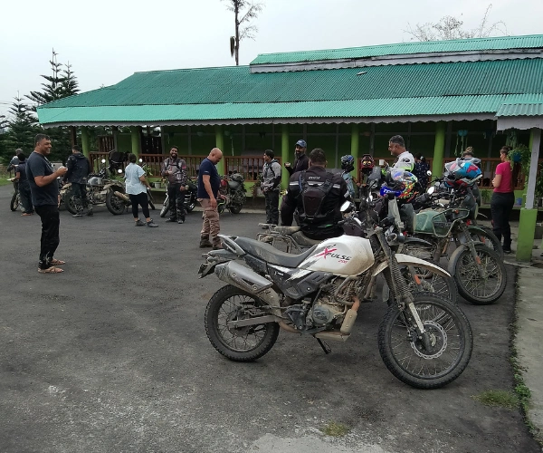Motorcycles gathered during a Tripura, Mizoram, Meghalaya, Nagaland and Assam tour