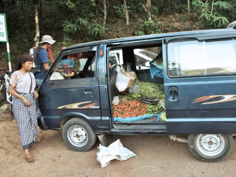Roadside market stop in Meghalaya