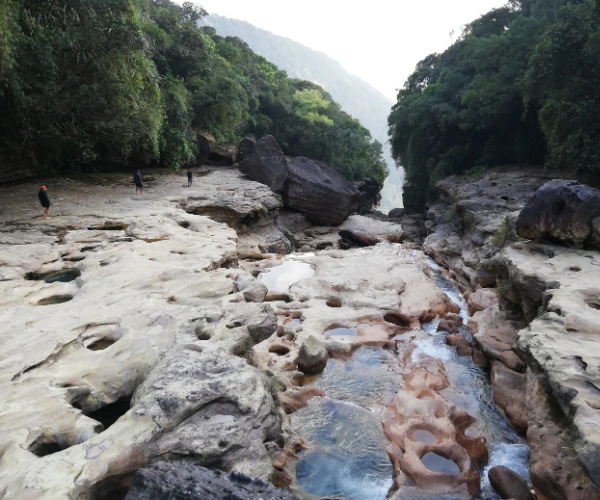 Rocky river gorge on a Meghalaya family adventure tour