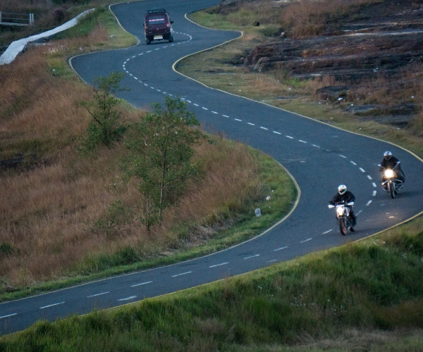 Motorcycles on winding Meghalaya roads
