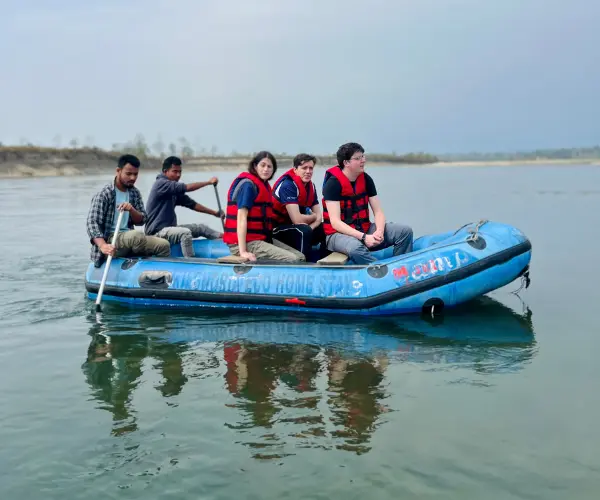 Rafting on a family holiday in Assam