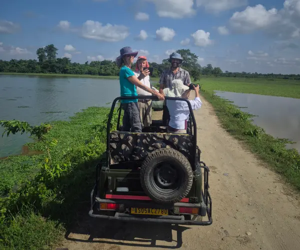 Jeep safari through Assam wetland landscapes