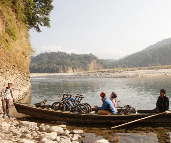 Bicycles loaded into a boat in Eastern Arunachal Pradesh