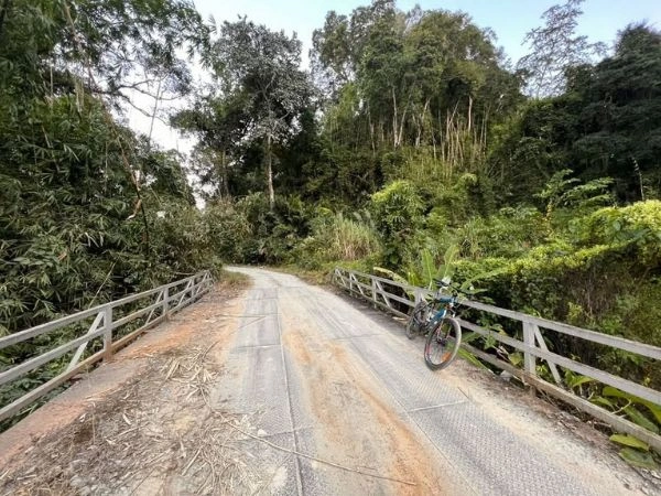 Quiet bridge crossing on a cycling route in Arunachal Pradesh