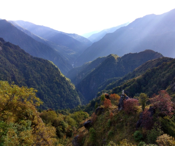 Mountain valley on a family getaway in the Eastern Himalayas